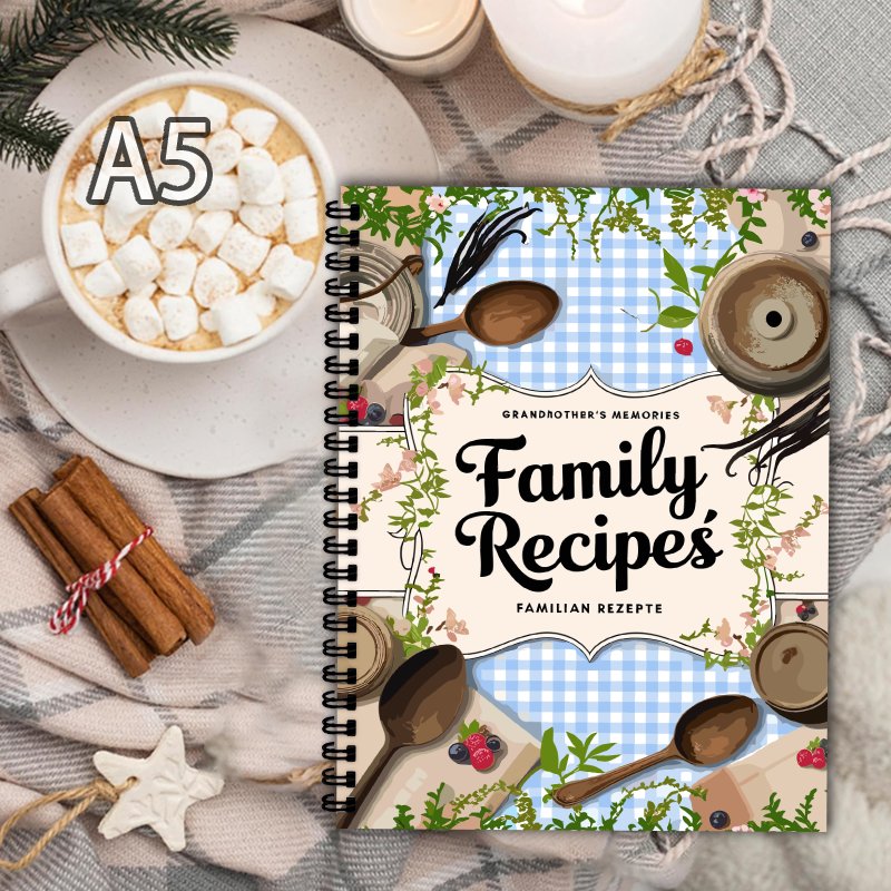 A5 Receptenboek, Blauw Raster, - Home Cooking Cookbook recensie en prijs